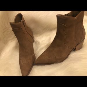 Pointy brown booties
